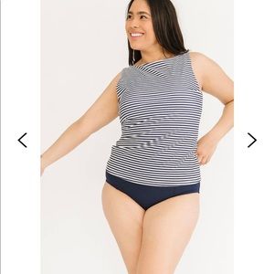 EUC Lime Ricki Navy Stripe Boatneck Top